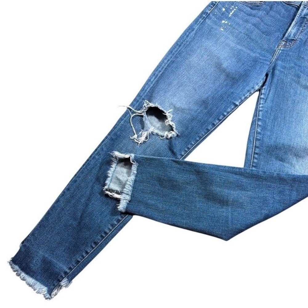FRAME Le‎ Garcon Crop Jeans Womens 28 Blue Distressed Raw Hem Straight Leg Denim - Picture 8 of 12